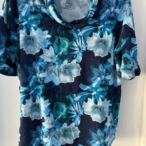 St. John's Bay Blue and White Floral Top